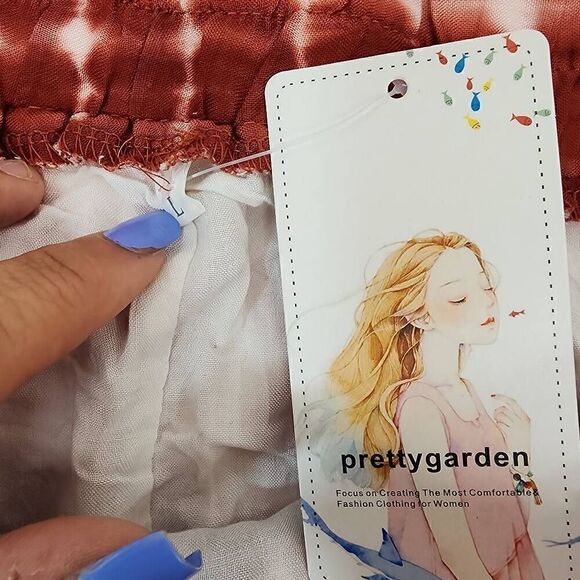 PRETTYGARDEN Size Large Women’s Bohemian Tie Dye Print Long Skirts Button Down H - Picture 6 of 9